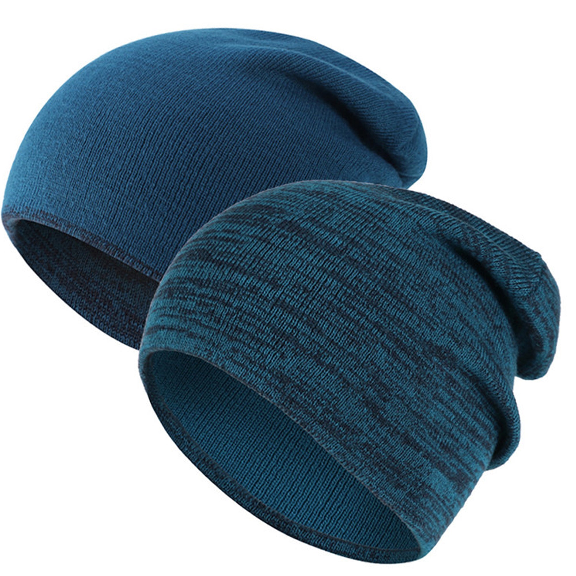 SOBEYO Unisex Reversible Beanie One-Tone Sweater Knit Warm Soft Hats B