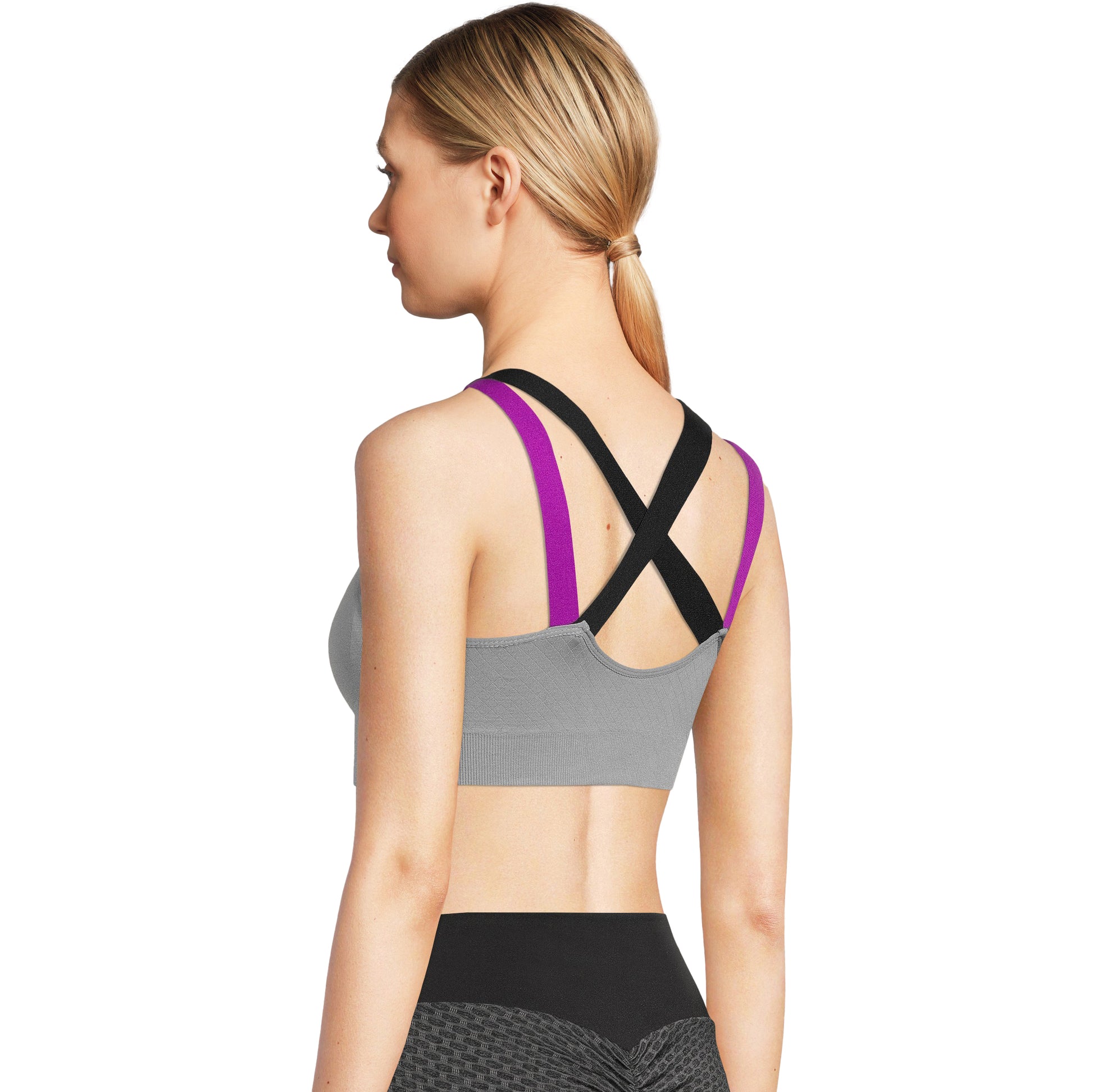 rygai Wide Shoulder Straps U-Shape Beauty Back Wire Free Sport Bra Women  Solid Color High Elastic Gym Vest,Skin Color,L