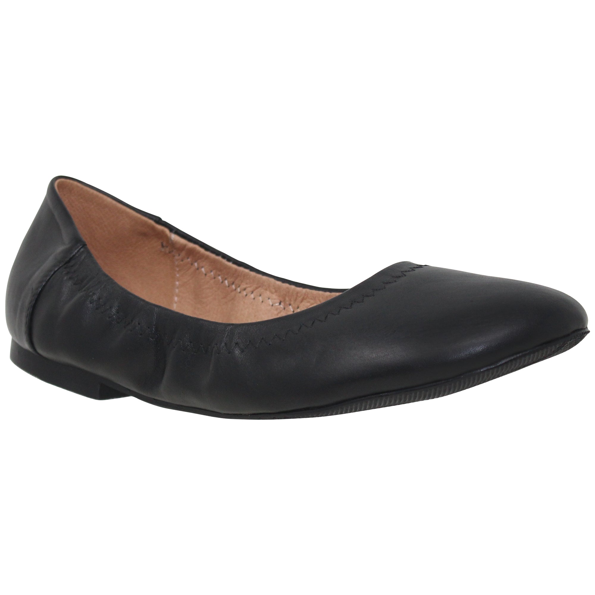 Black Ballet Flats Round Toe Genuine Leather Elastic Side – SOBEYO.COM