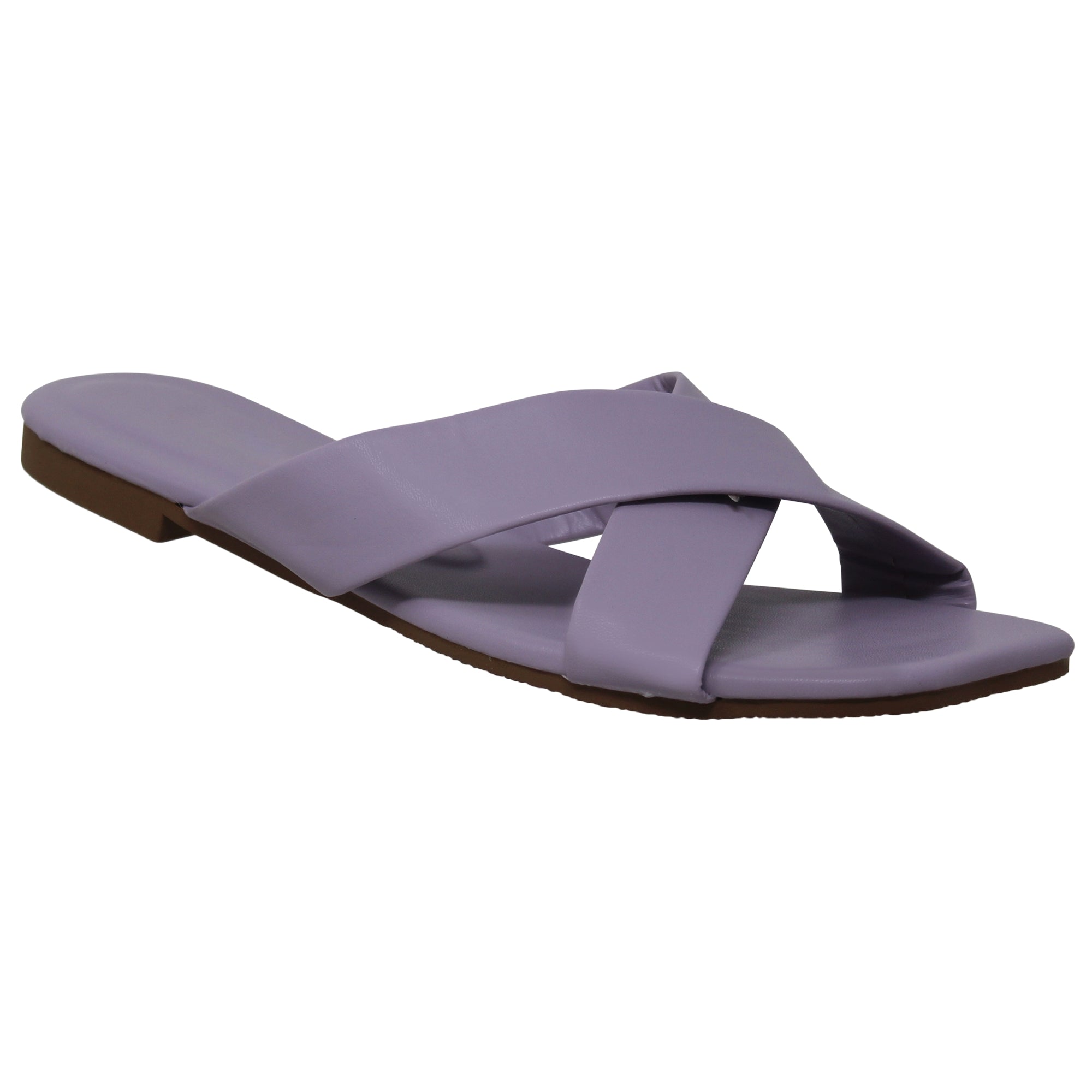 SOBEYO Square Toe Crossband Slide Sandals Lilac – SOBEYO.COM